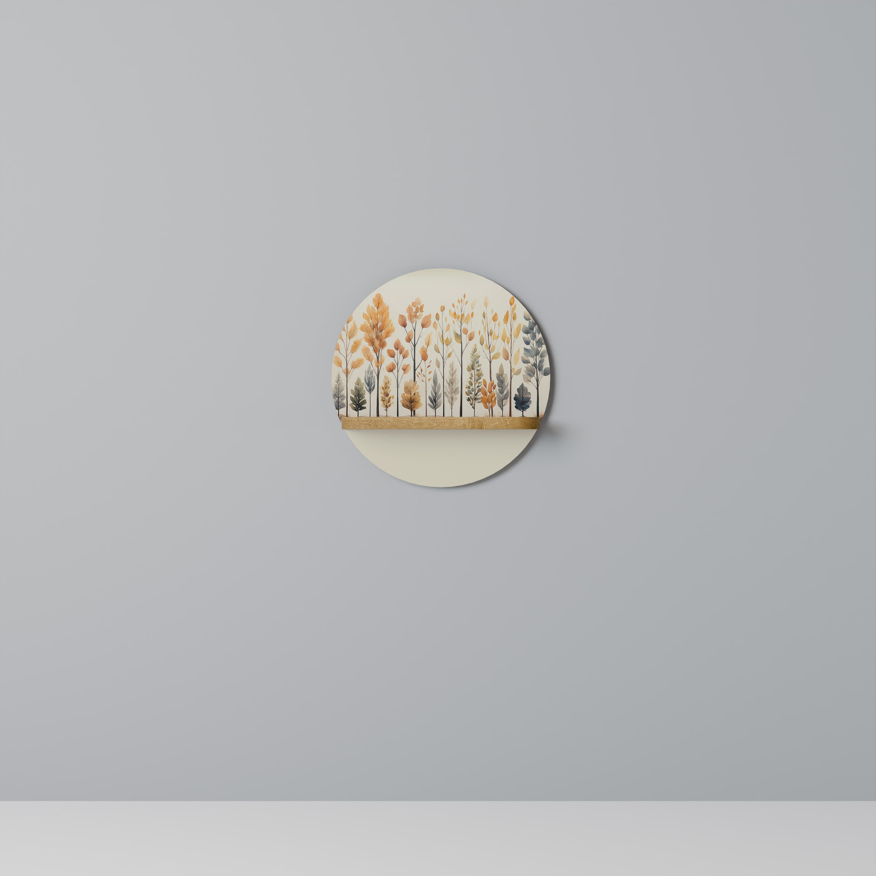 Estantería de arte redonda AUTUMN FOREST en efecto roble