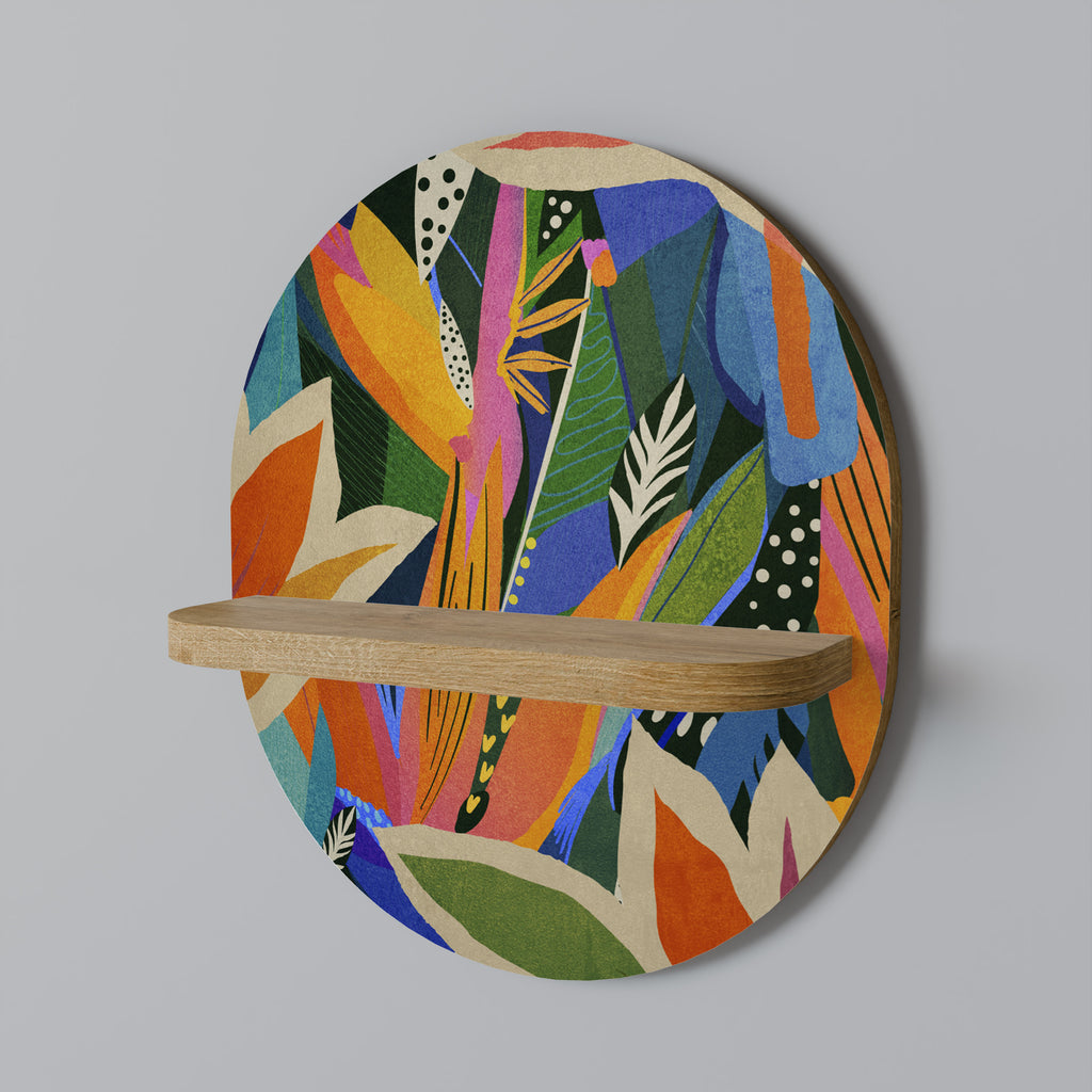 Estantería de arte ovalada VEGETACIÓN RAMPANTE con efecto roble