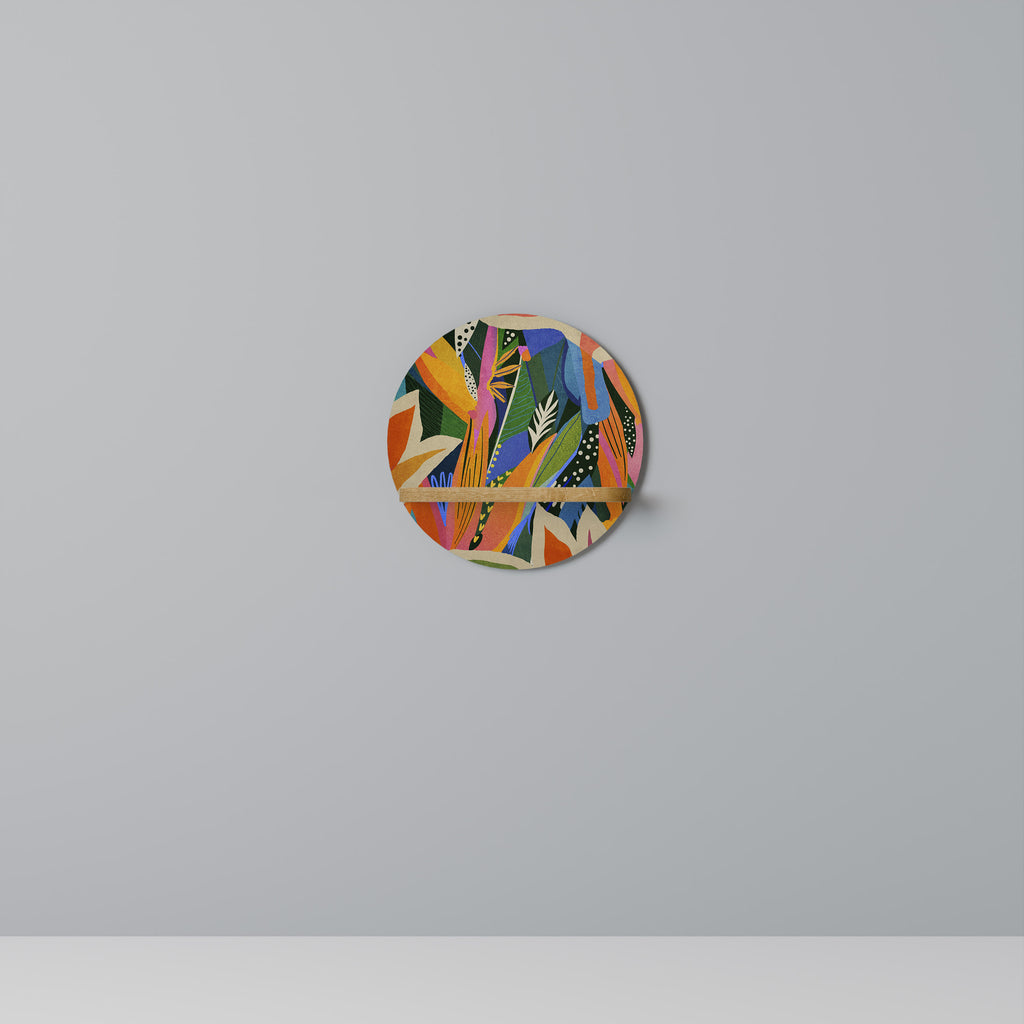 Estantería de arte redonda VEGETACIÓN RAMPANTE con efecto roble