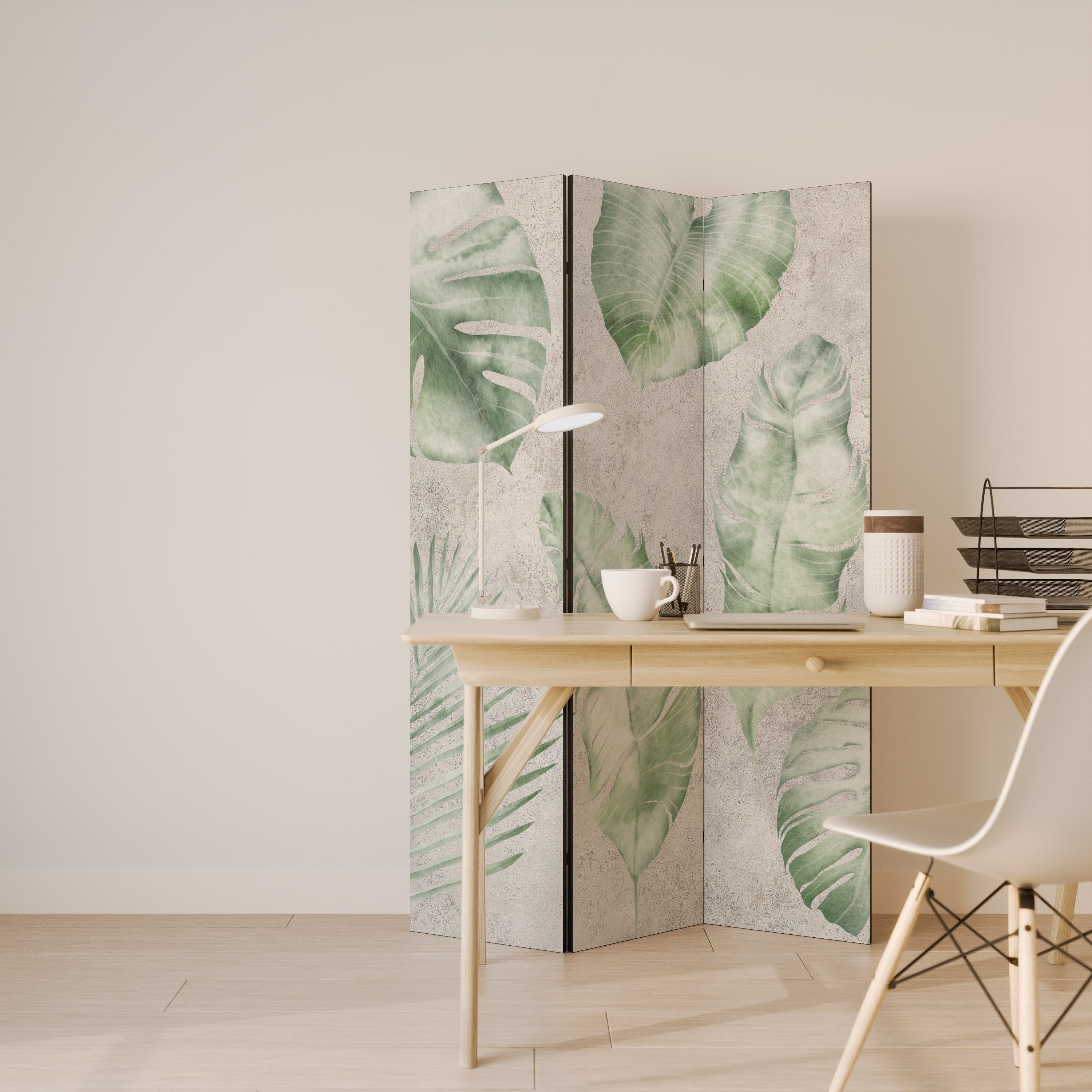 Biombo decorativo de 3 paneles LUSH LEAF WHISPERS