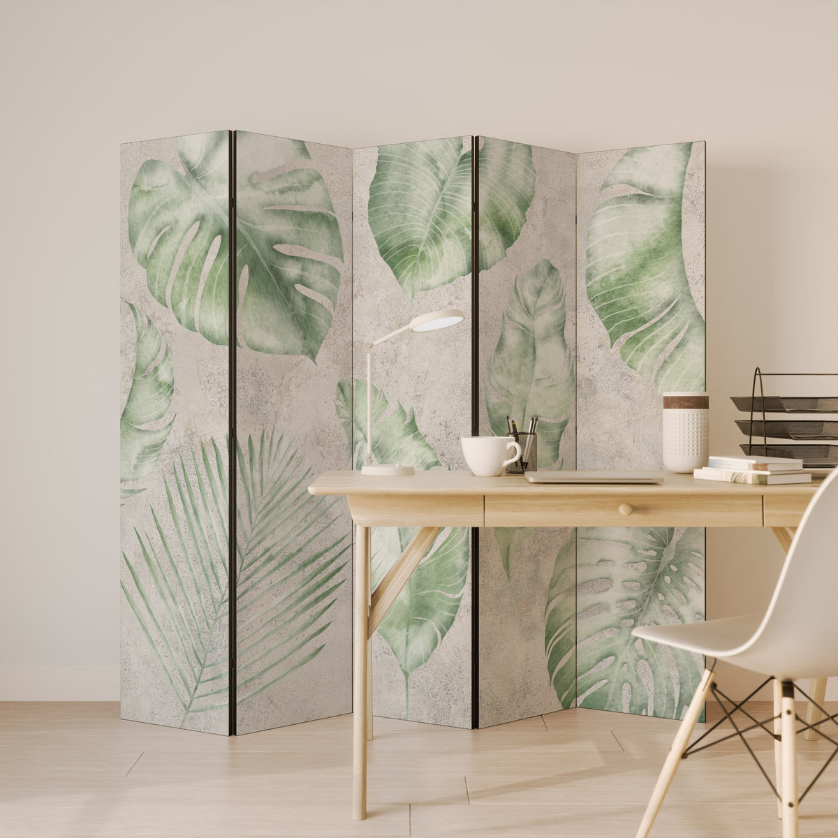 LUSH LEAF WHISPERS Biombo de 5 paneles