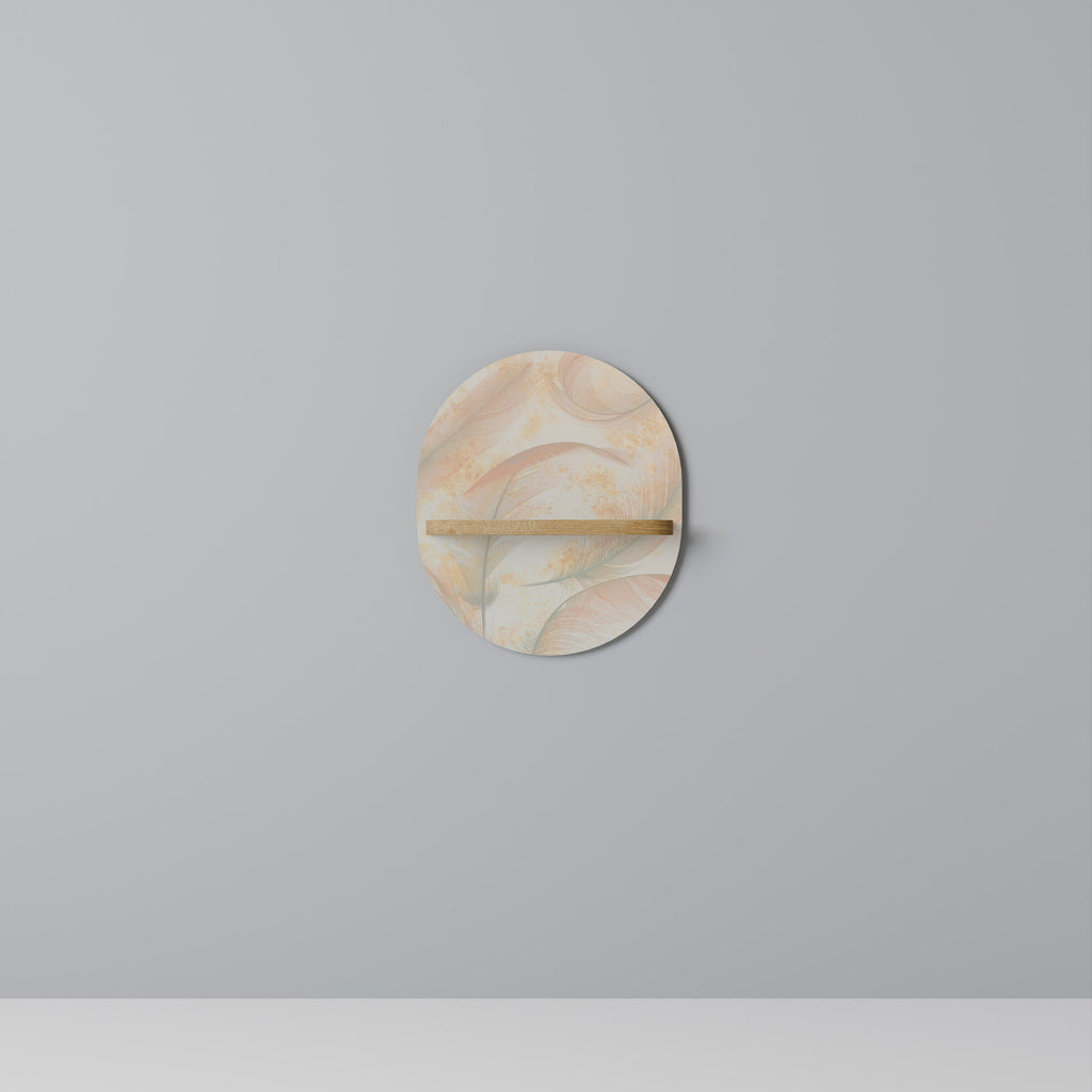 Estantería de arte ovalada AURA OF LIGHT con efecto roble