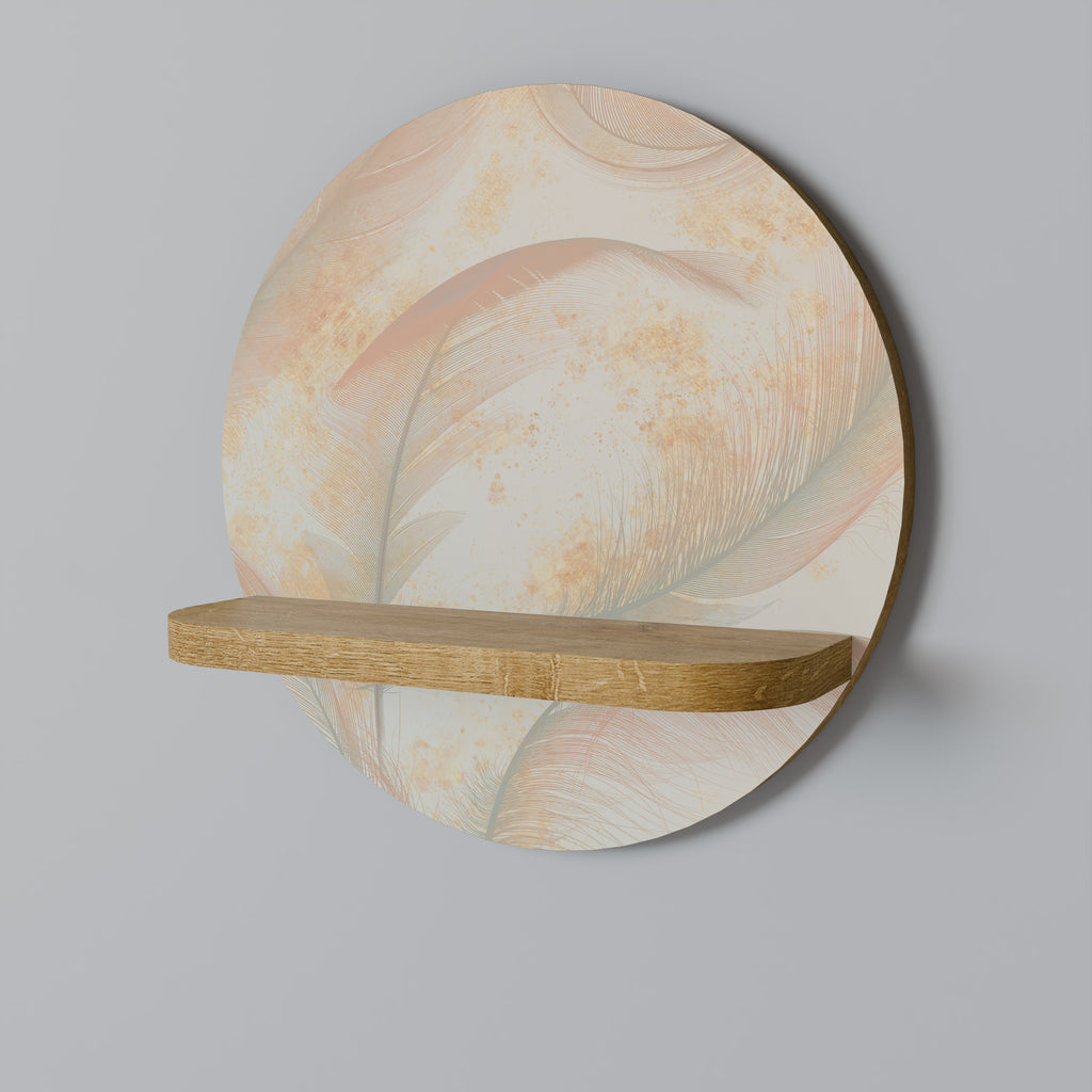 Estantería de arte redonda AURA OF LIGHT con efecto roble