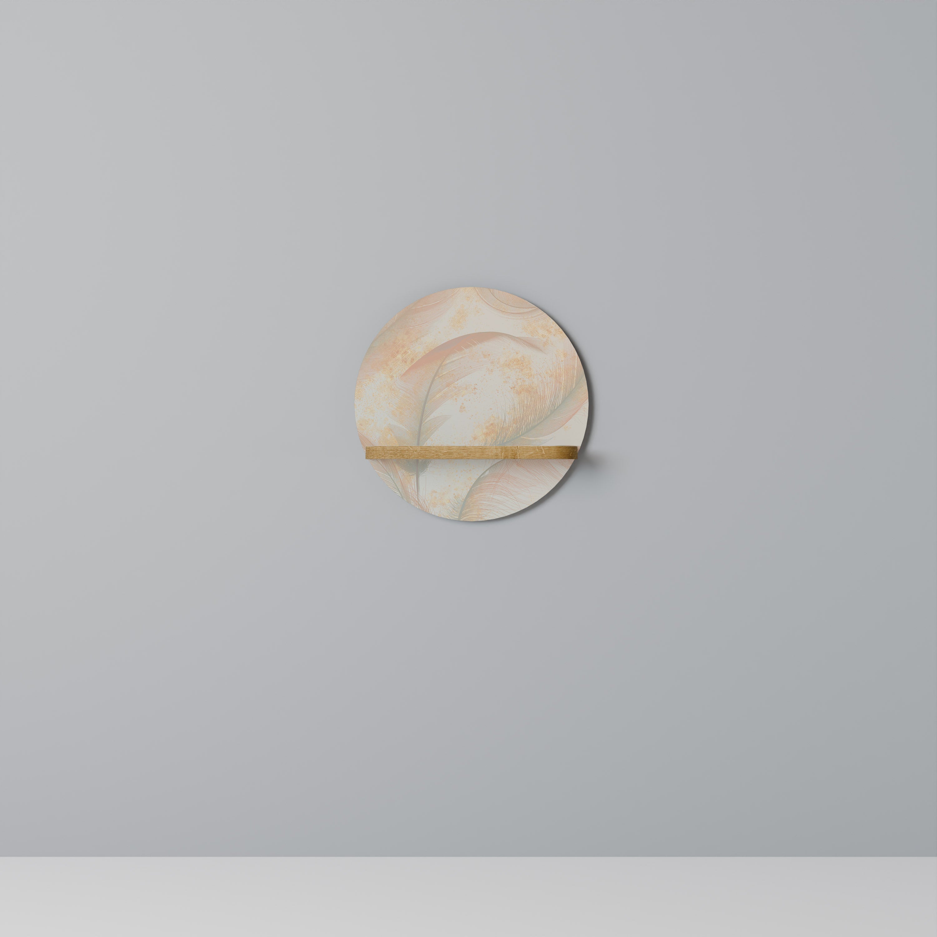 Estantería de arte redonda AURA OF LIGHT con efecto roble