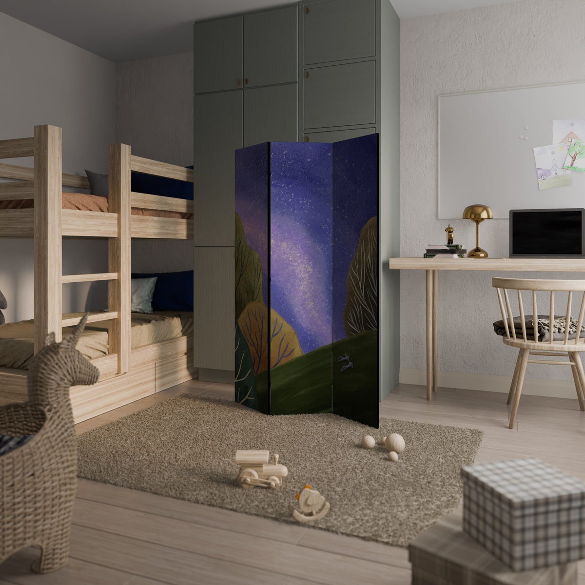 STARLIT VIBE Biombo de 3 paneles