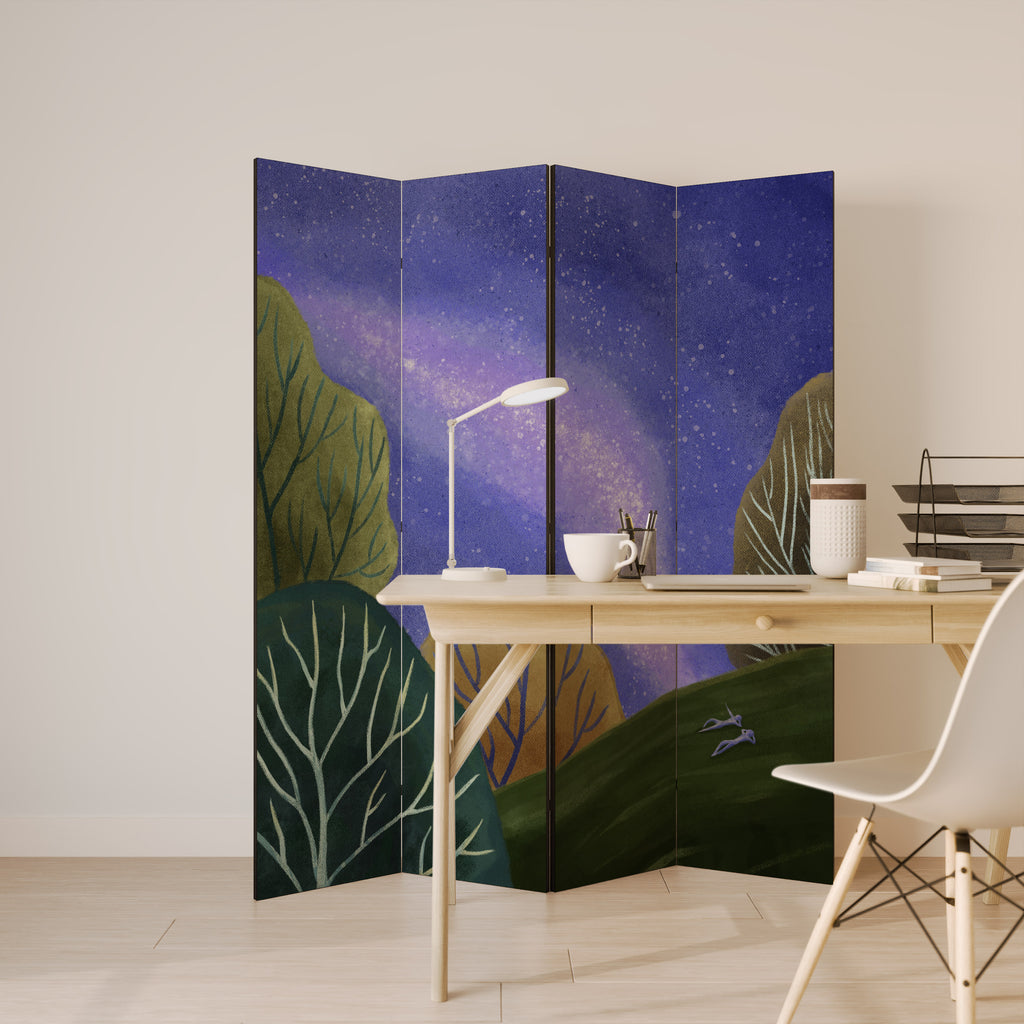 STARLIT VIBE Biombo de 4 paneles