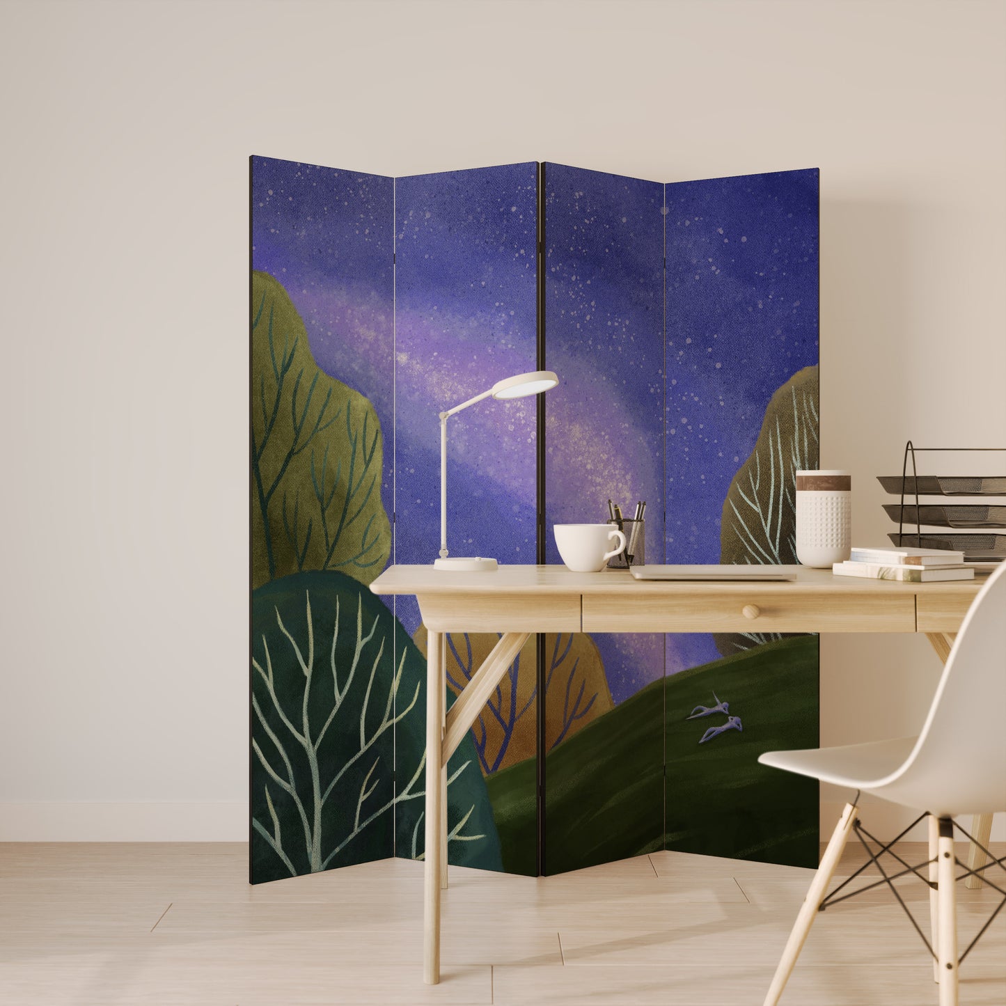 STARLIT VIBE Biombo de 4 paneles