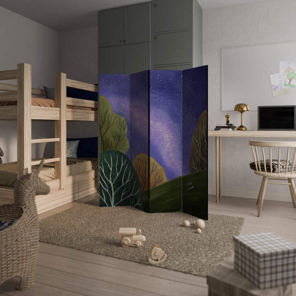 STARLIT VIBE Biombo de 4 paneles