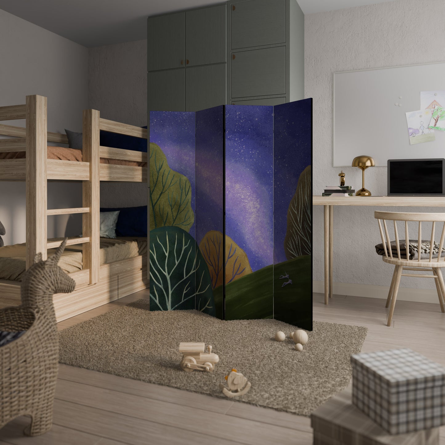 STARLIT VIBE Biombo de 4 paneles