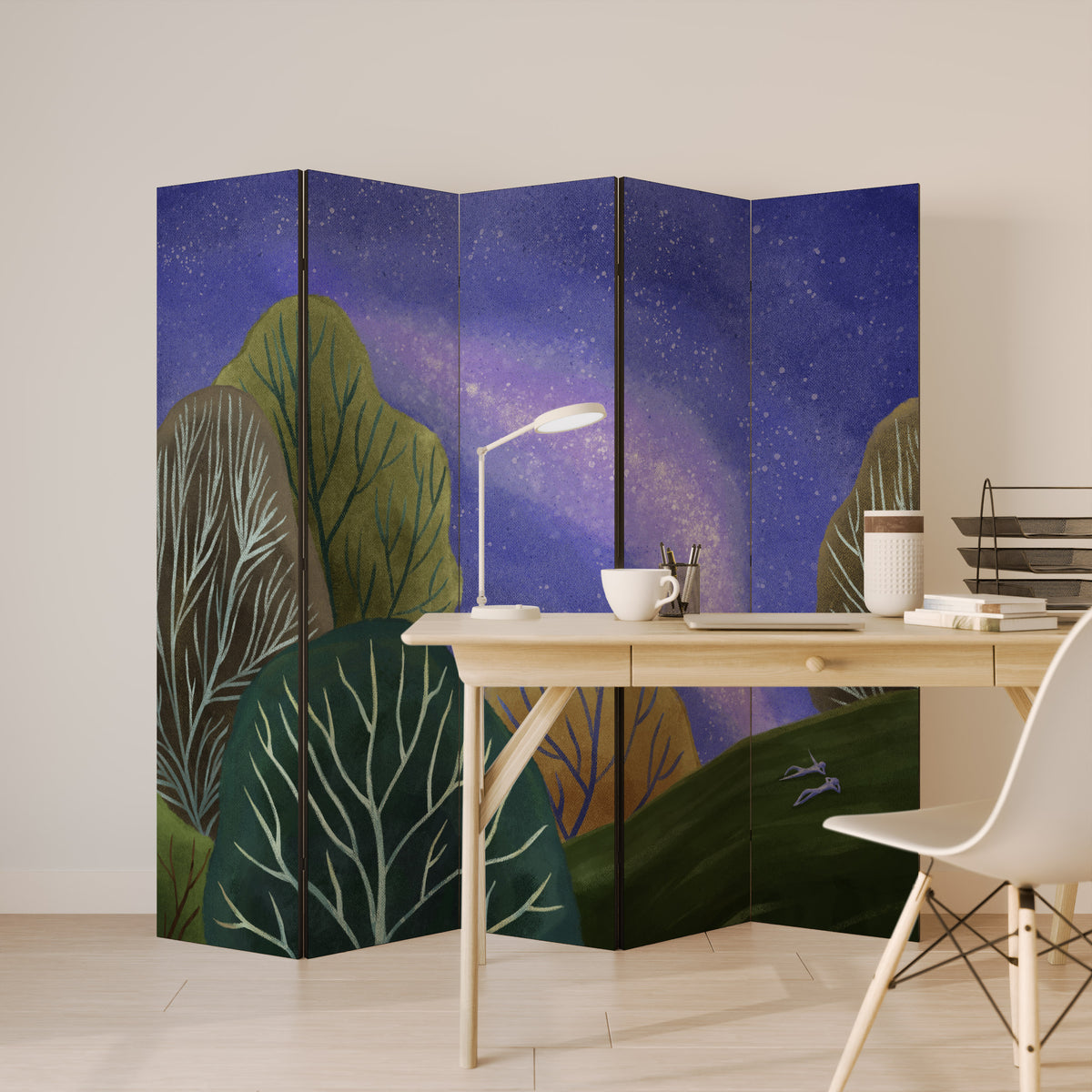 STARLIT VIBE Biombo de 5 paneles