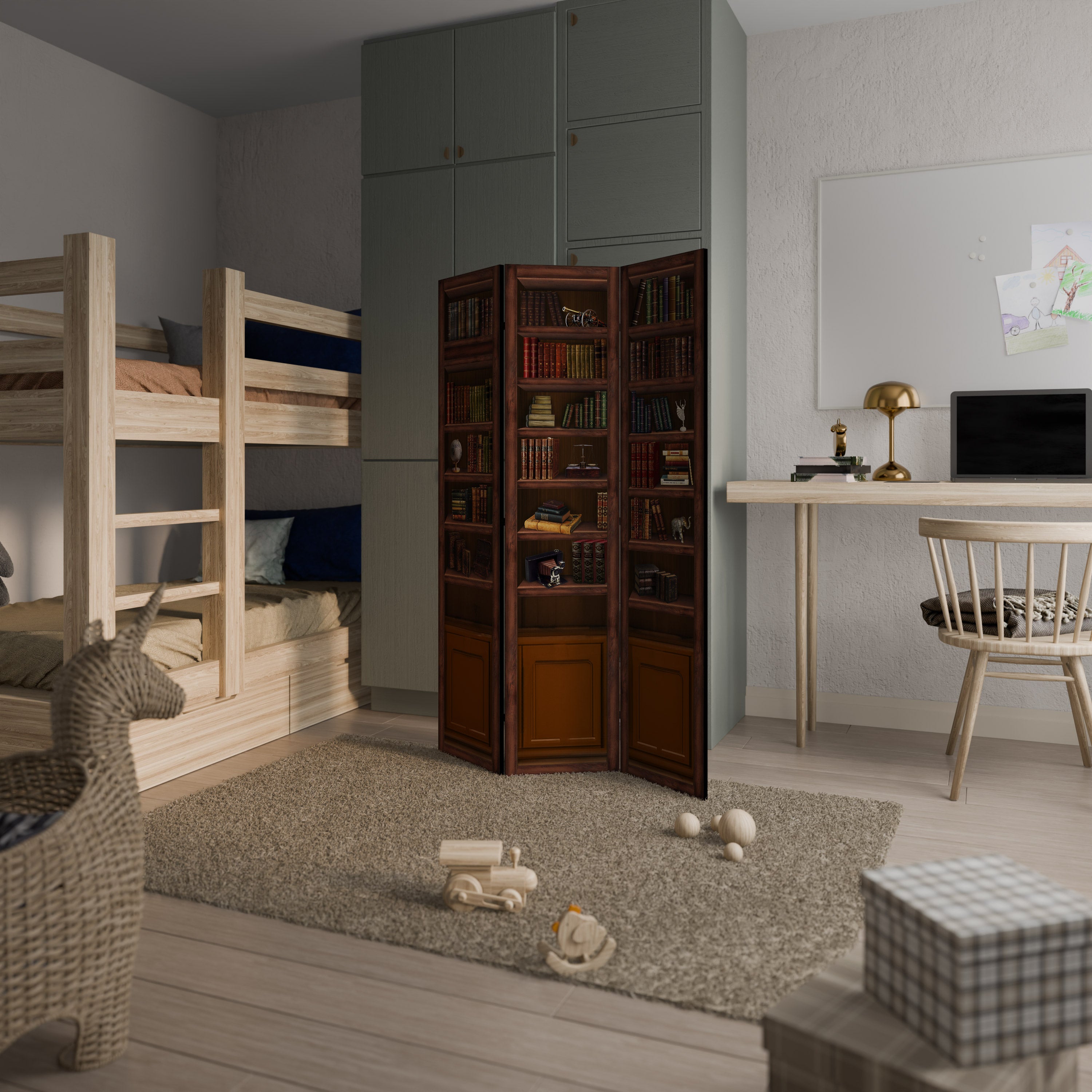 WISDOM IN WOOD Biombo de 3 paneles