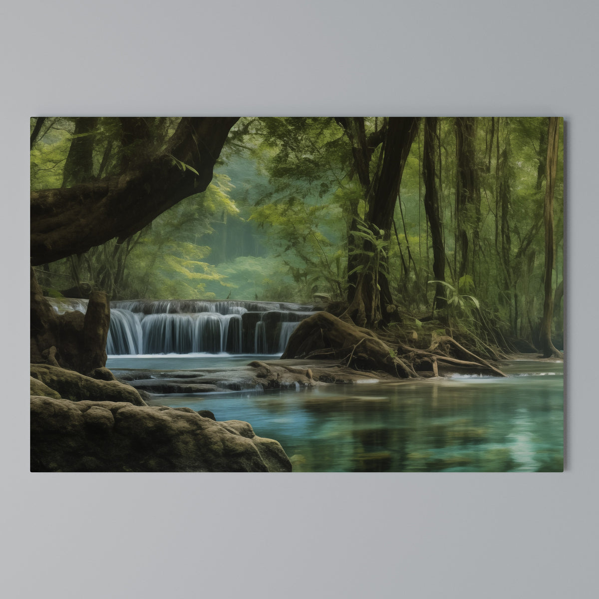 TRANQUIL WATERFALL ESCAPE Cuadro en lienzo horizontal