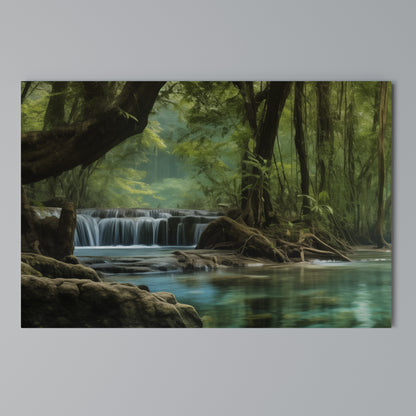 TRANQUIL WATERFALL ESCAPE Cuadro en lienzo horizontal