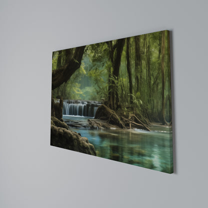 TRANQUIL WATERFALL ESCAPE Cuadro en lienzo horizontal