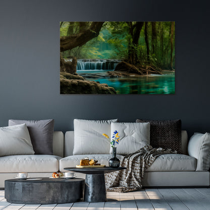 TRANQUIL WATERFALL ESCAPE Cuadro en lienzo horizontal