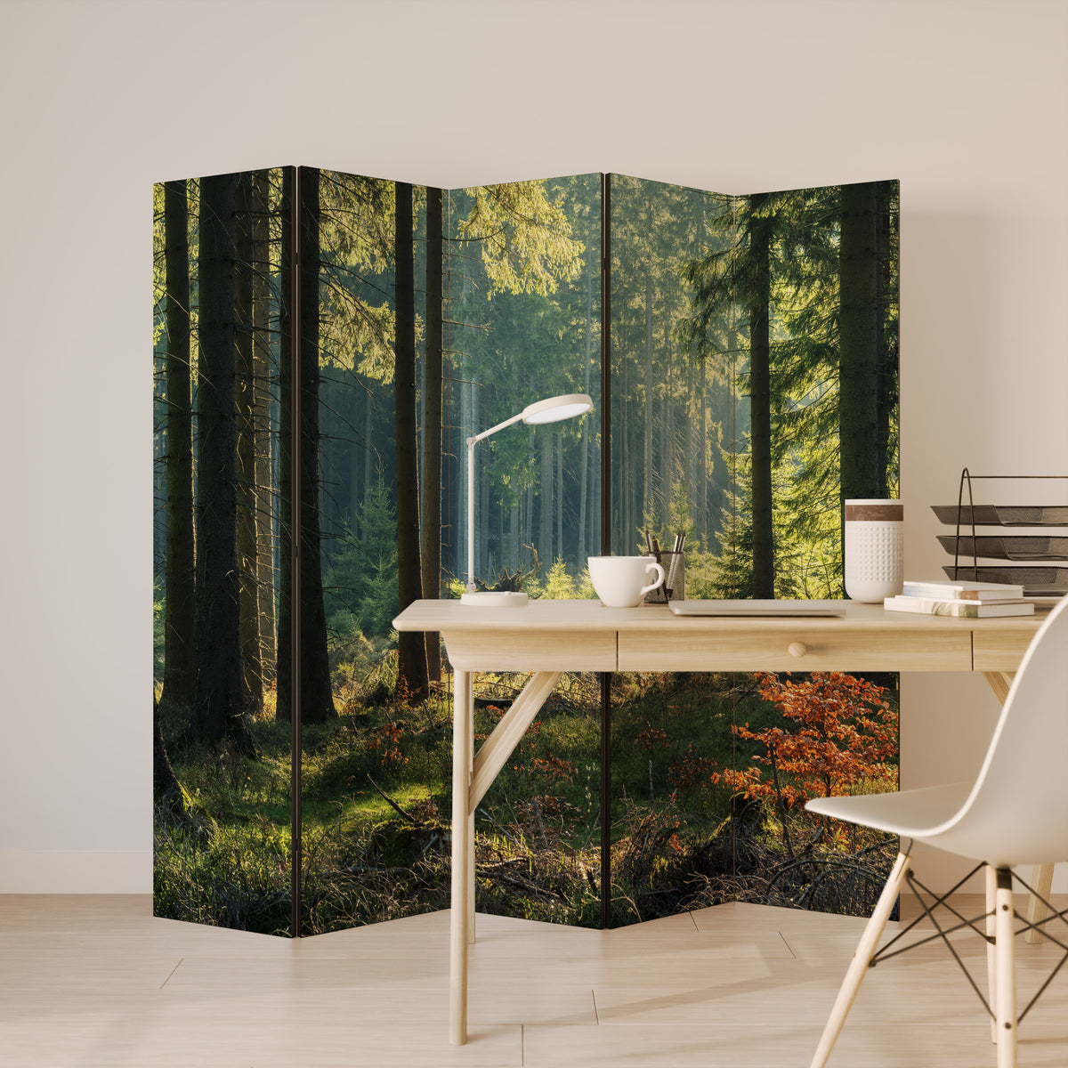 SUNLIT FOREST SERENADE Biombo de 5 paneles