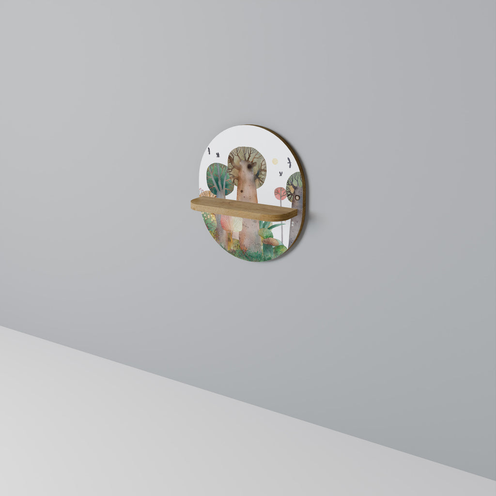 Estantería de arte ovalada FLIGHT OVER con efecto roble