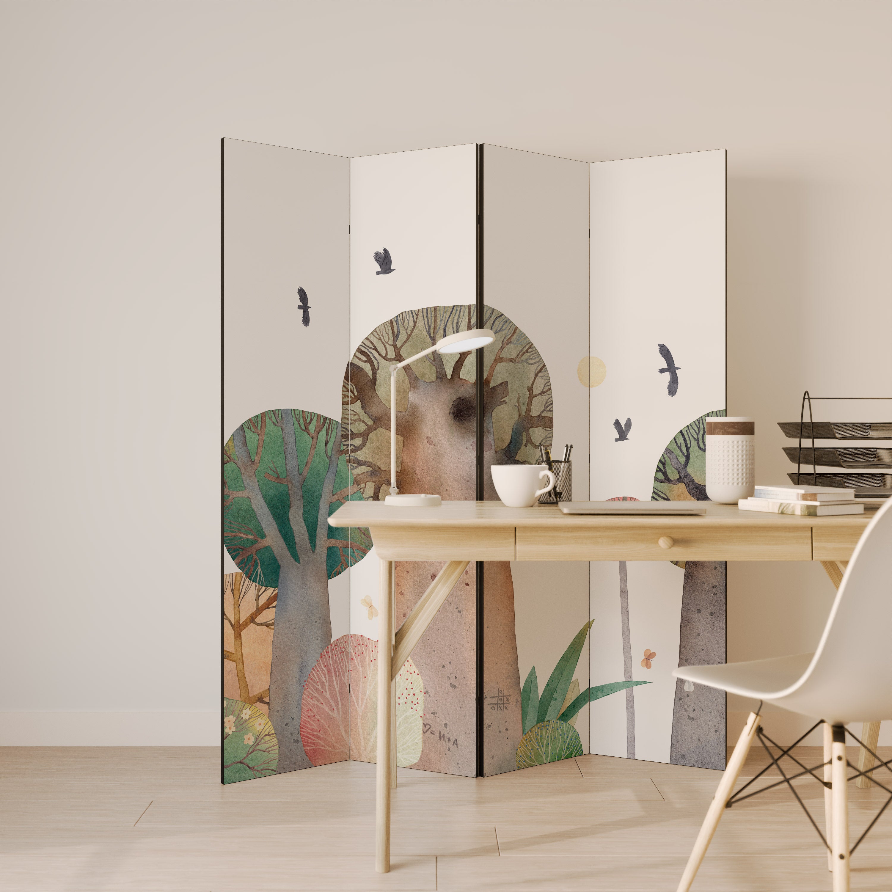 Biombo decorativo de 4 paneles FLIGHT OVER