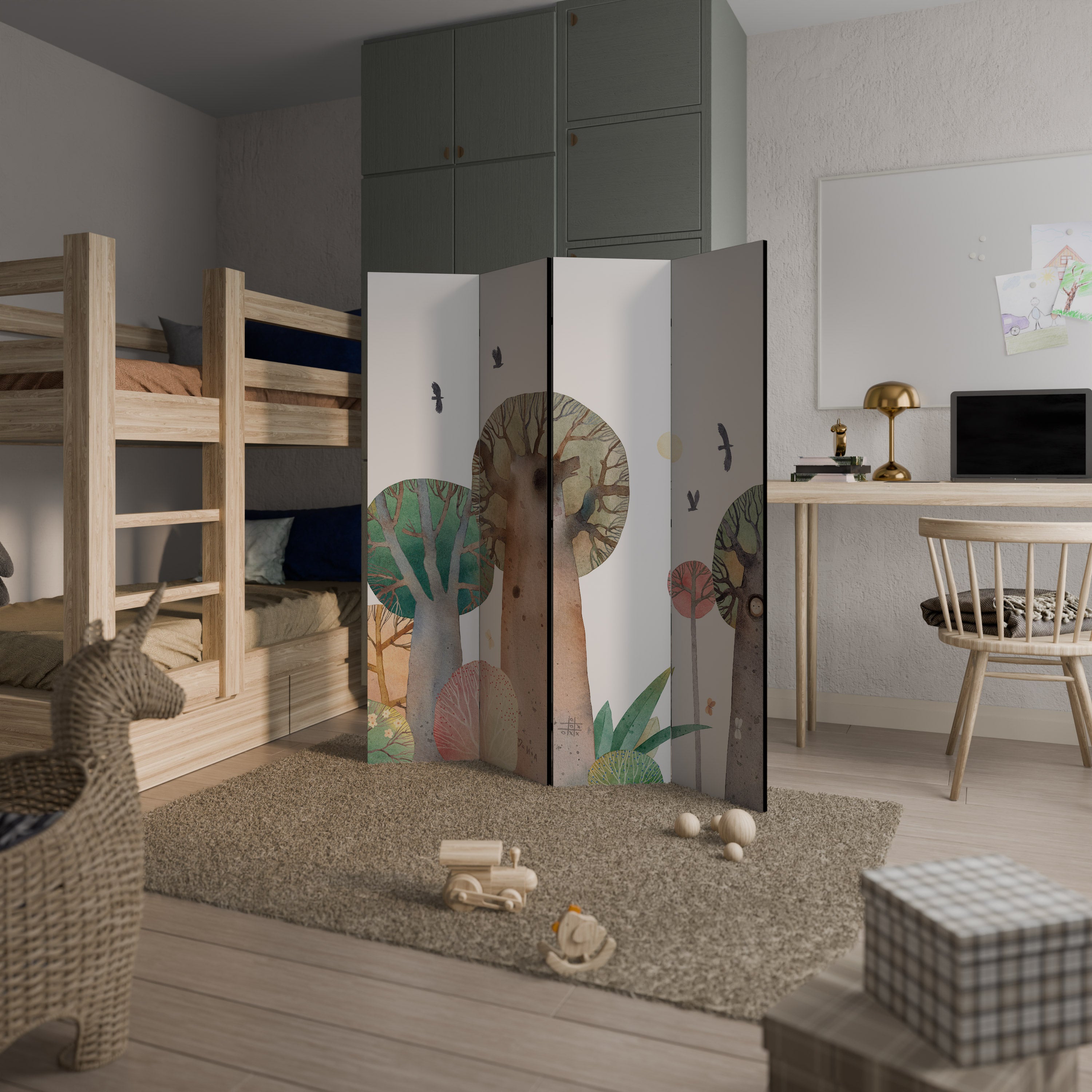 Biombo decorativo de 4 paneles FLIGHT OVER