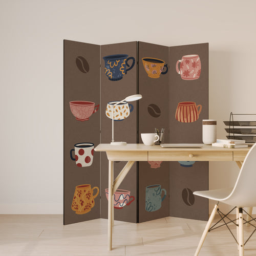 COFFEE BREAK Biombo Decorativo de 4 Paneles