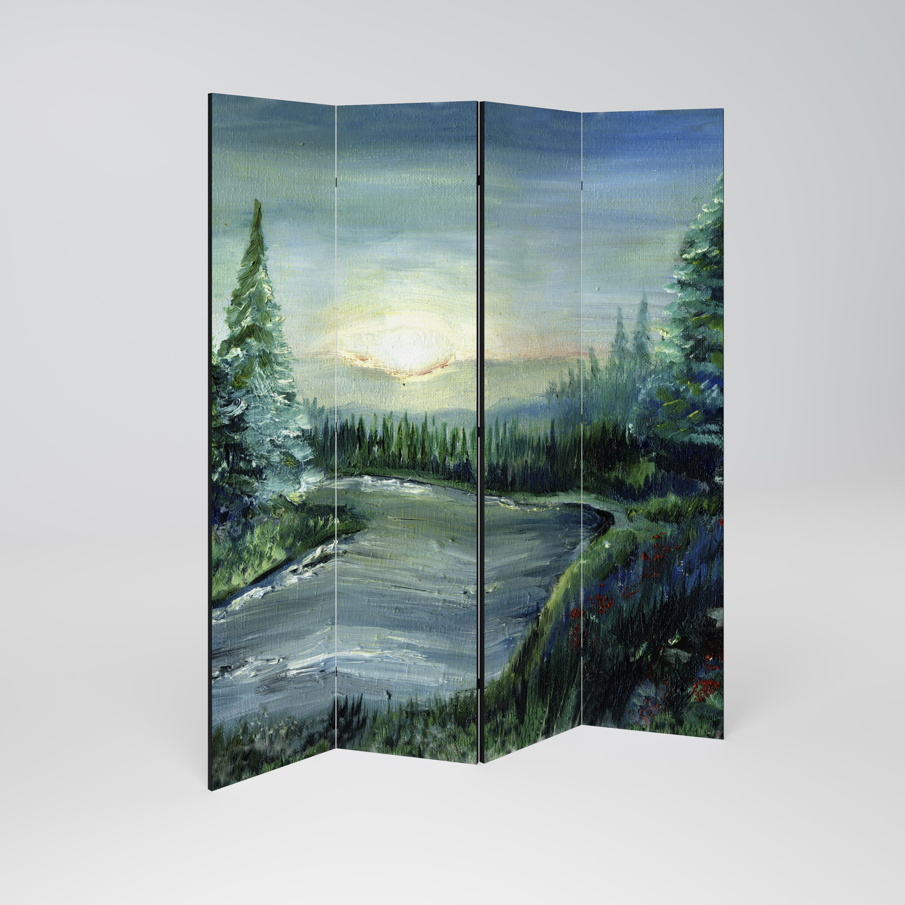 Biombo decorativo de 4 paneles FOREST SUNSET