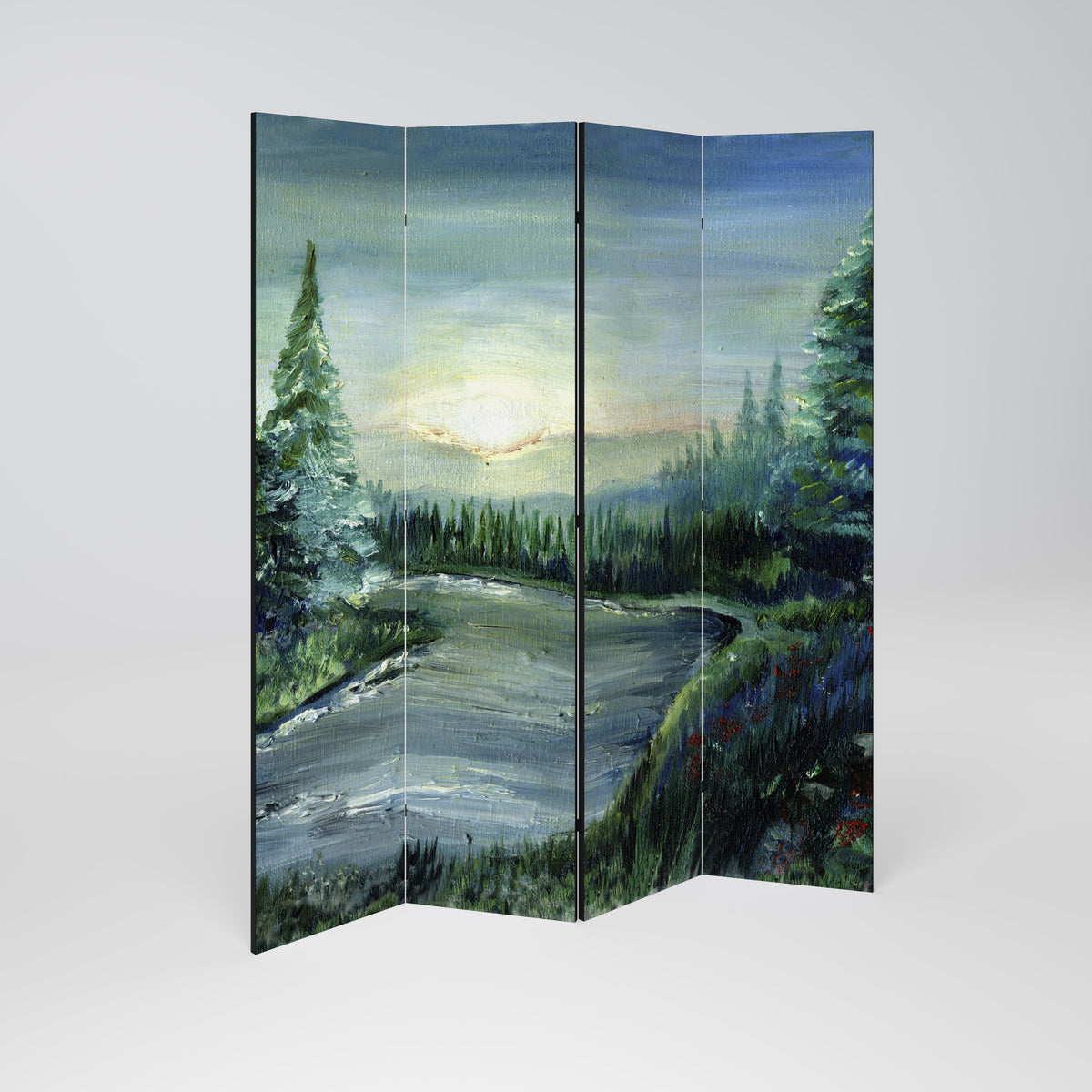 FOREST SUNSET Biombo de 4 paneles