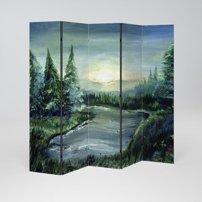 FOREST SUNSET Biombo de 5 paneles