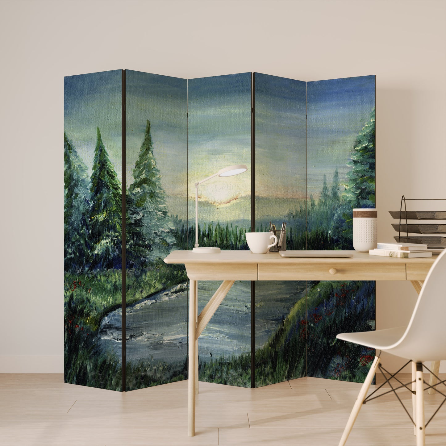 FOREST SUNSET Biombo de 5 paneles