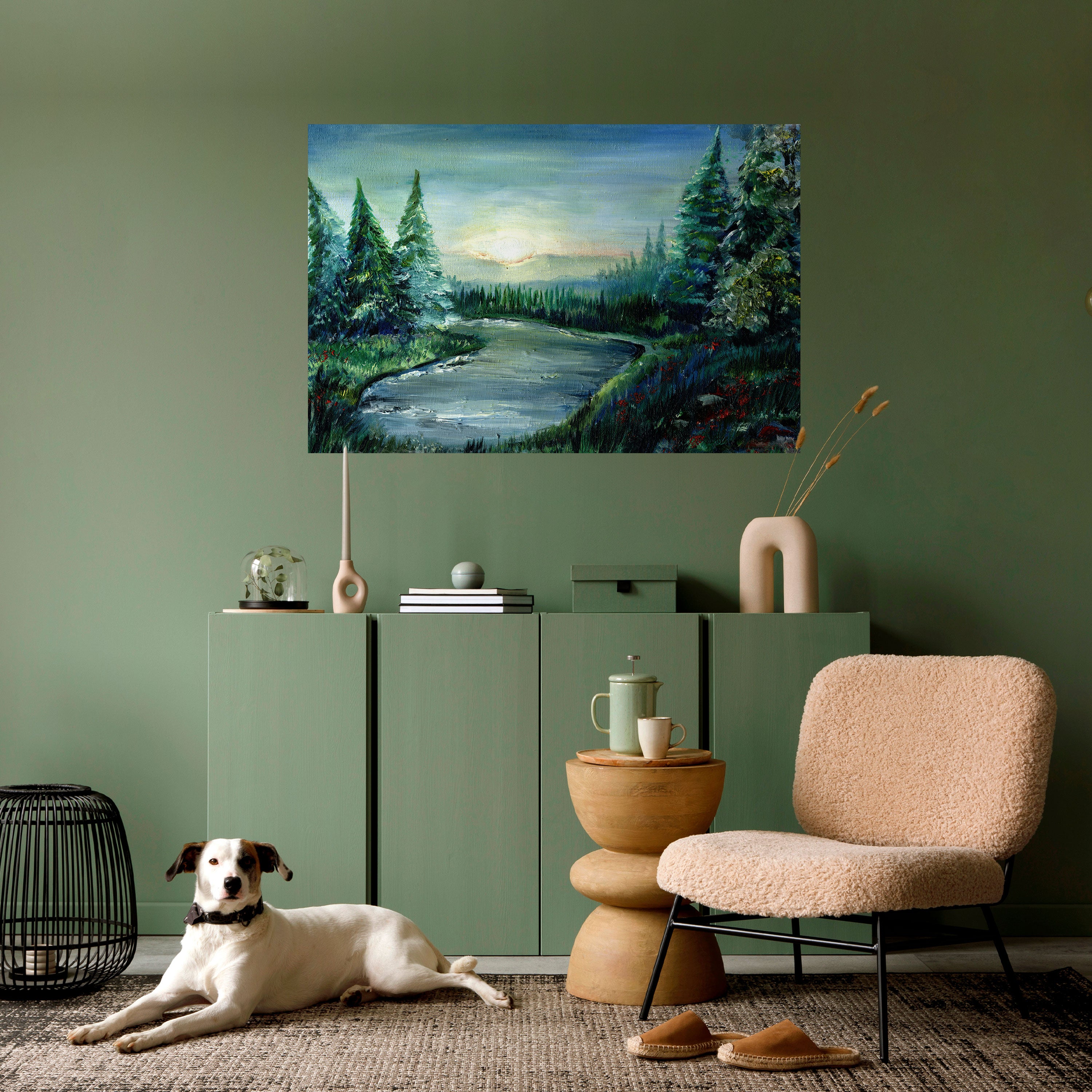 Póster horizontal autoadhesivo ATARDECER EN EL BOSQUE