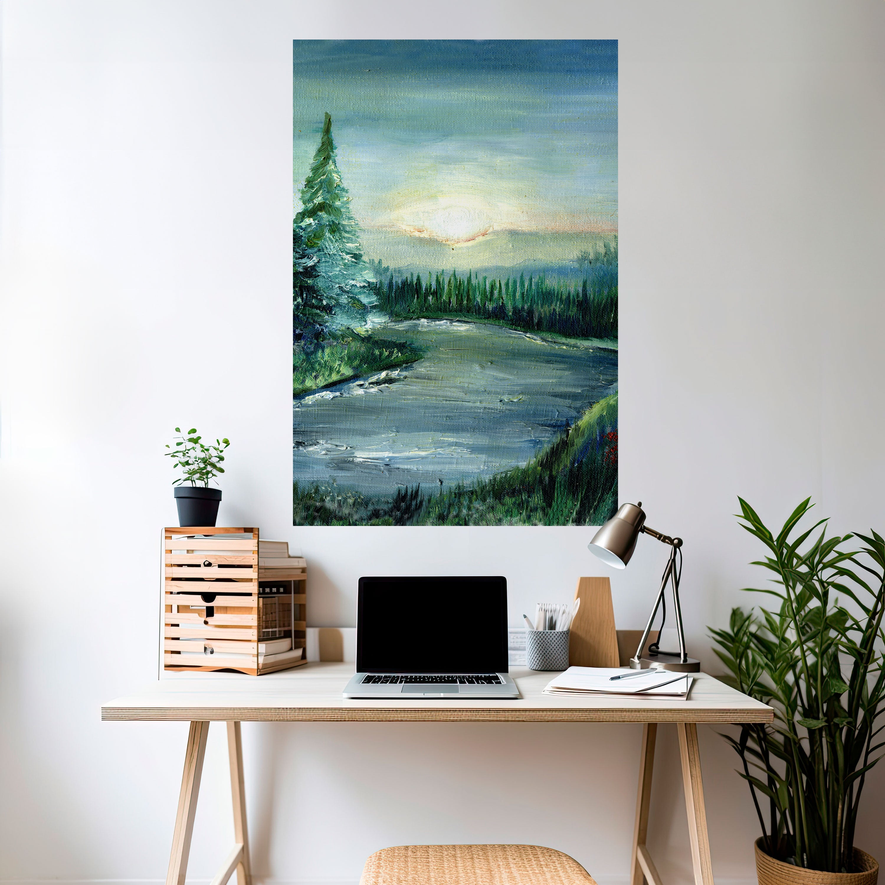 Póster vertical autoadhesivo ATARDECER EN EL BOSQUE