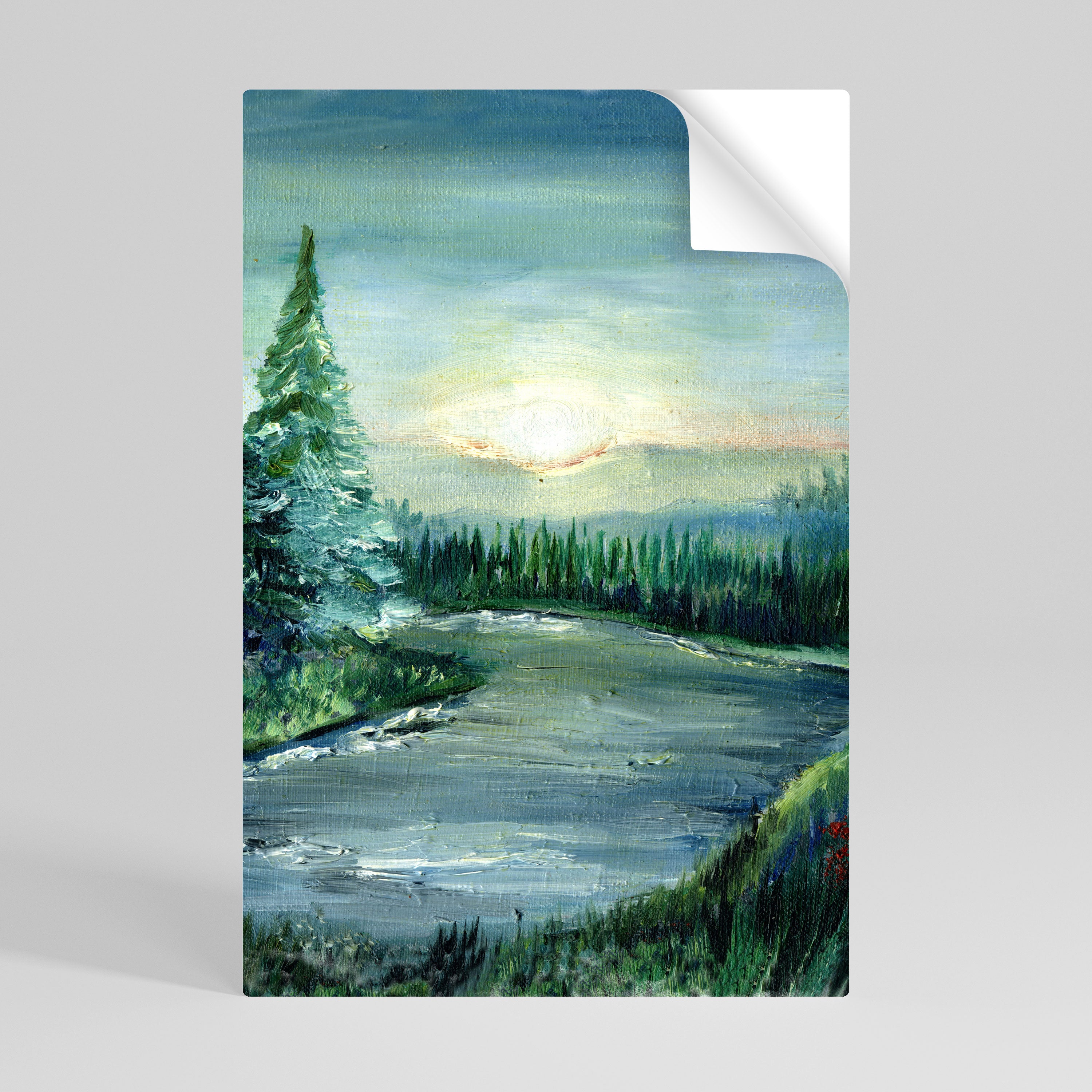 Póster vertical autoadhesivo ATARDECER EN EL BOSQUE