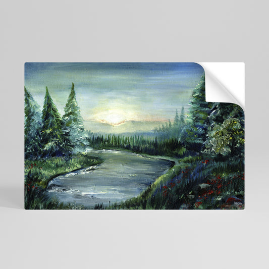 FOREST SUNSET Póster adhesivo horizontal