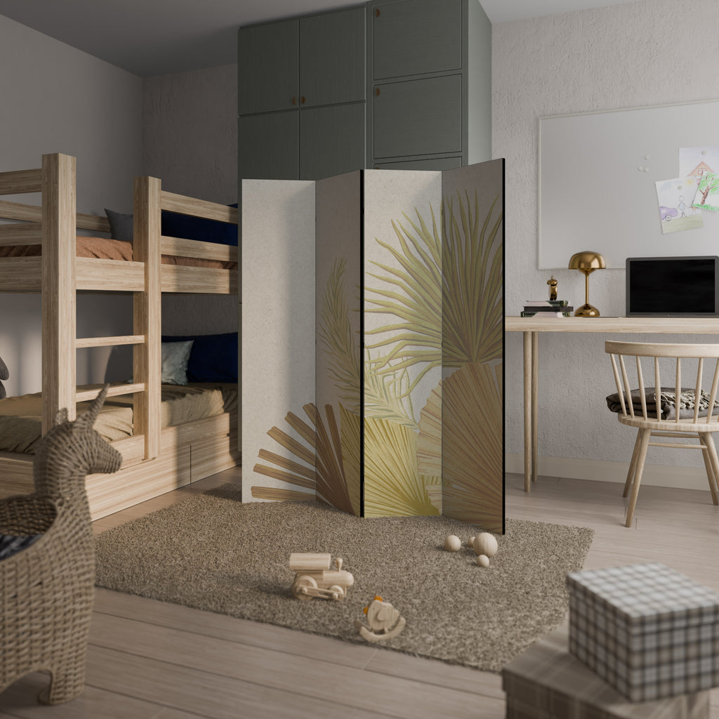 Biombo decorativo de 4 paneles BROTE TROPICAL