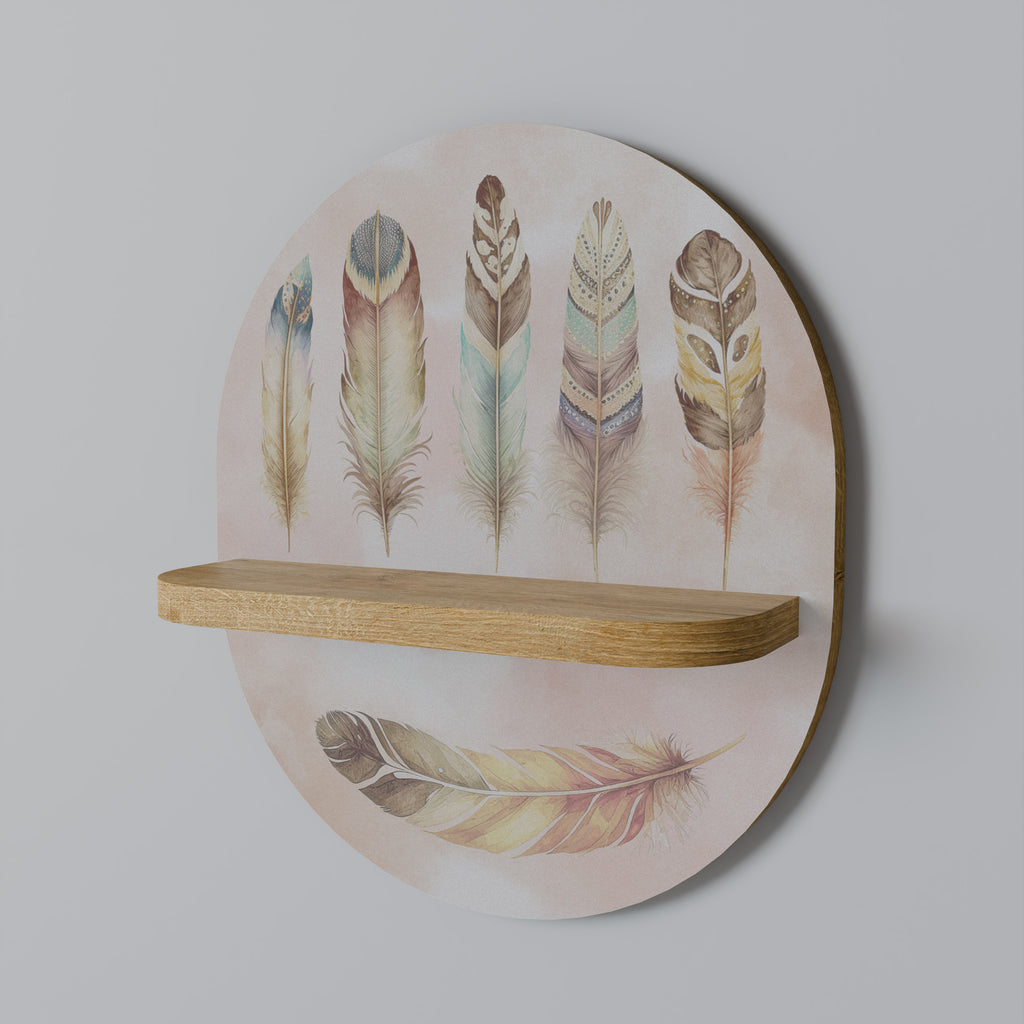 Estantería de arte ovalada THE DELIQUESCE con efecto roble