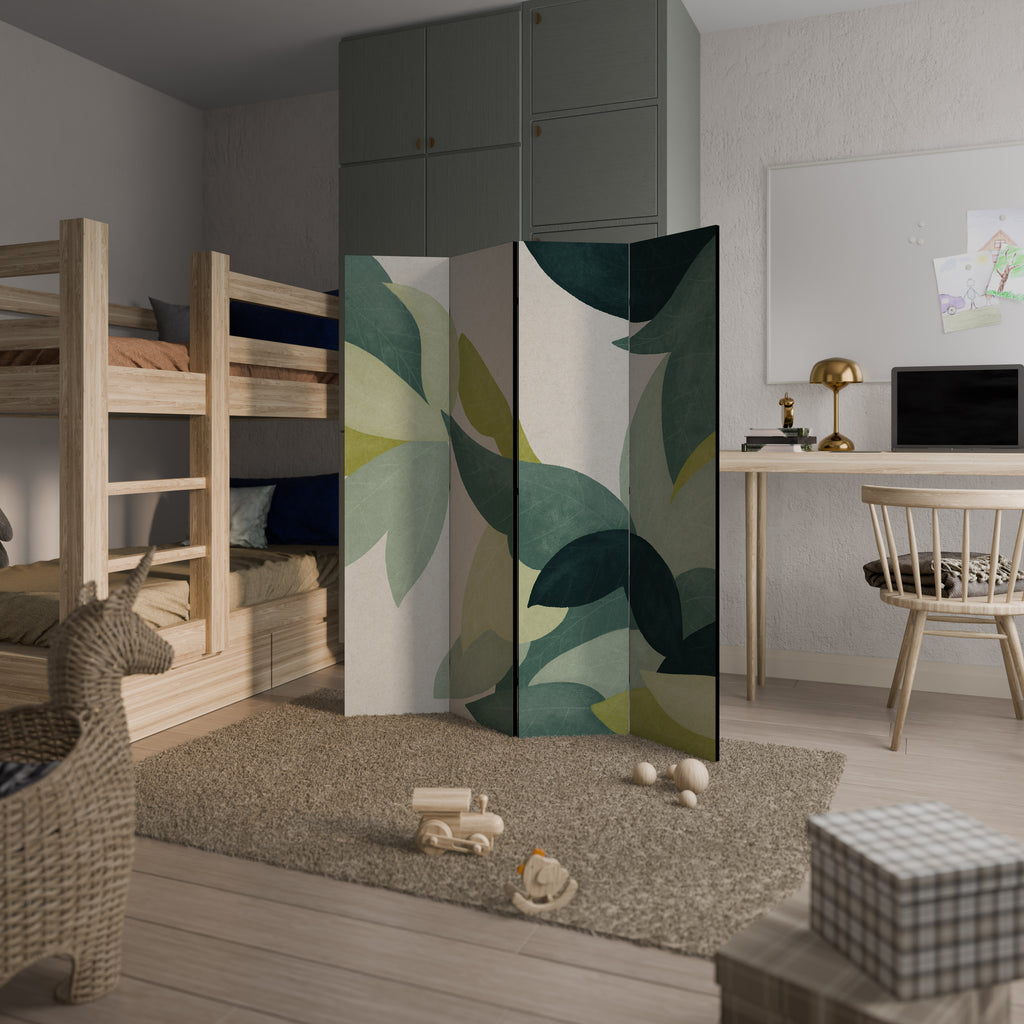 Biombo decorativo de 4 paneles LEAFY VIBRATION