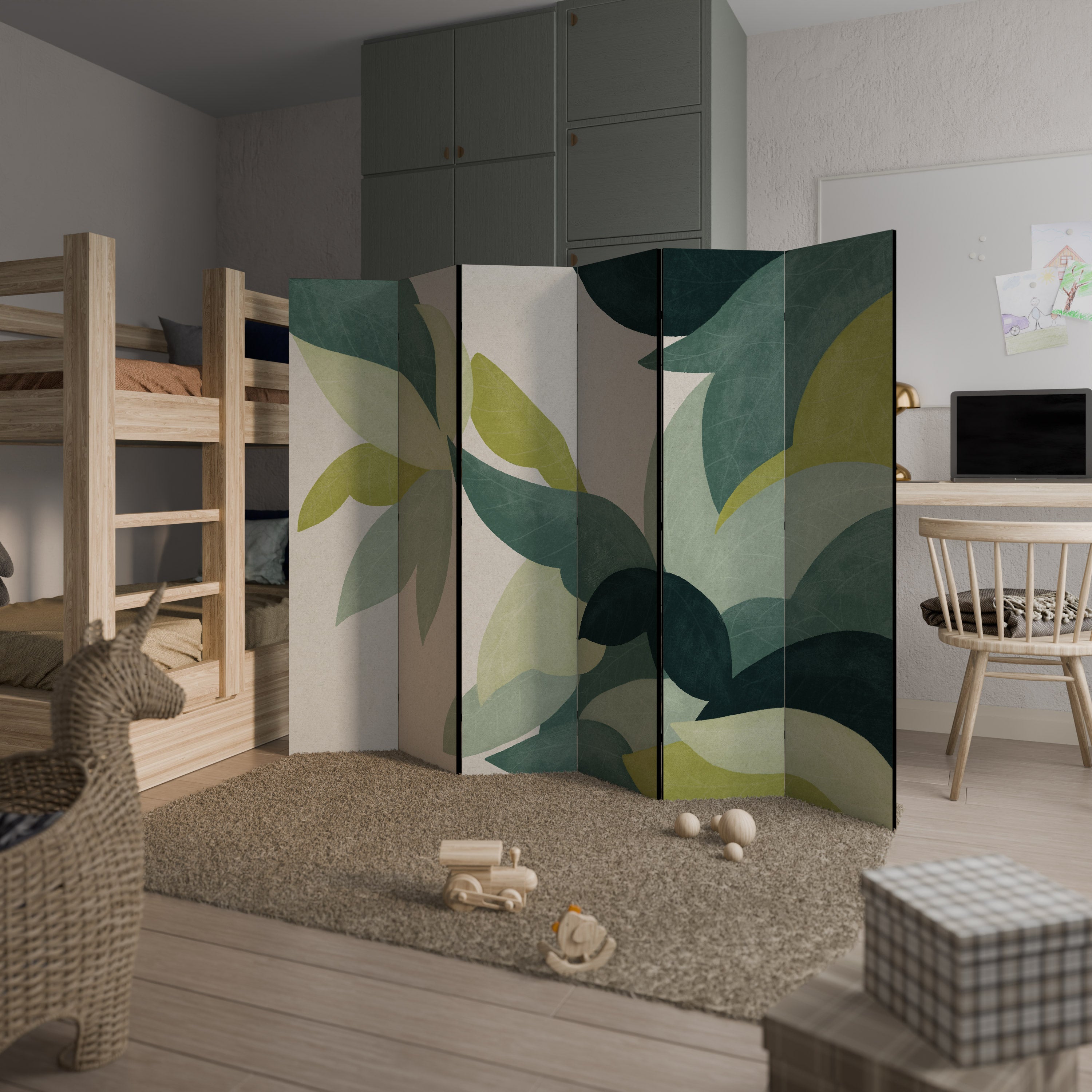 Biombo decorativo LEAFY VIBRATION de 6 paneles
