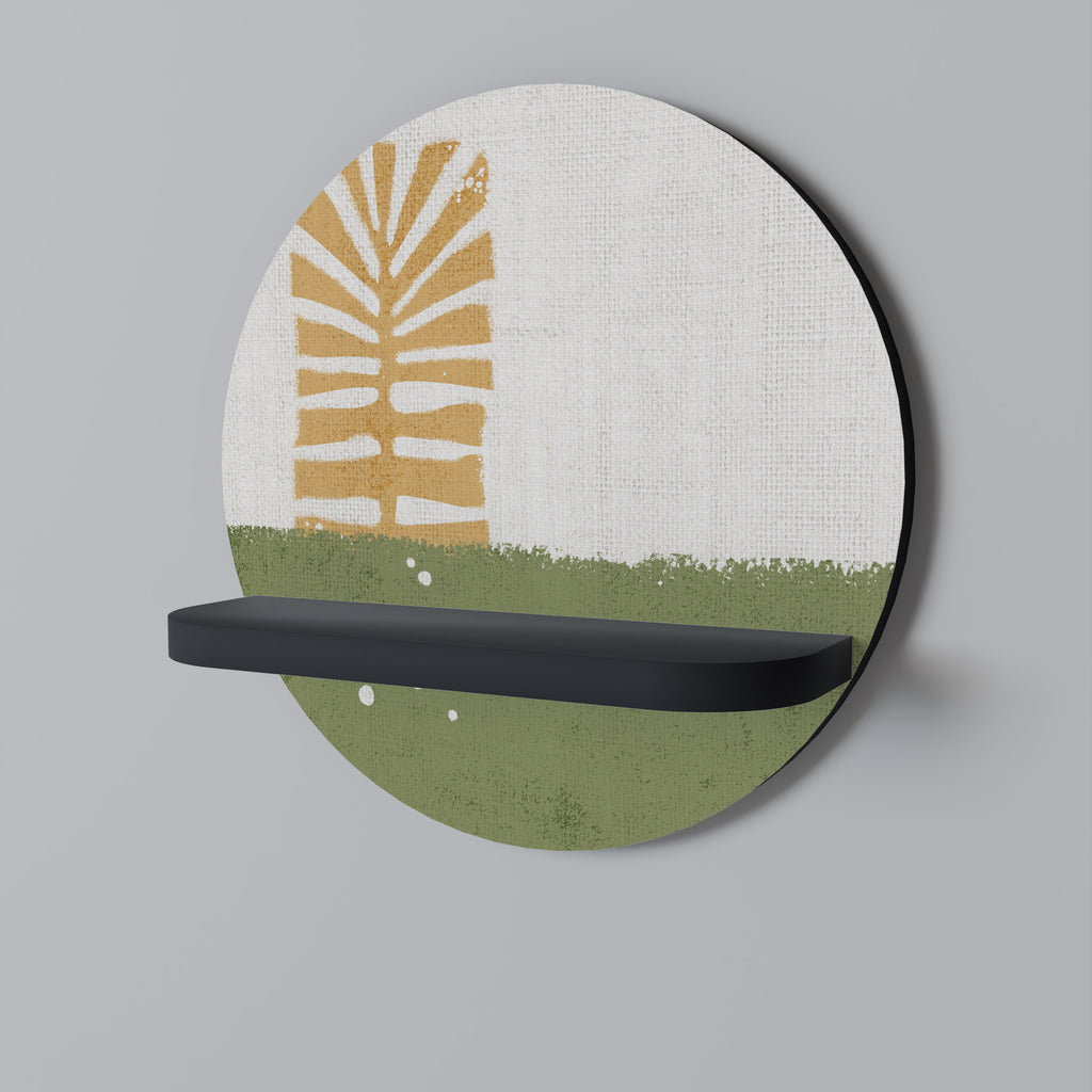 GREENERY WALK Round Art Shelf In Black Finish
