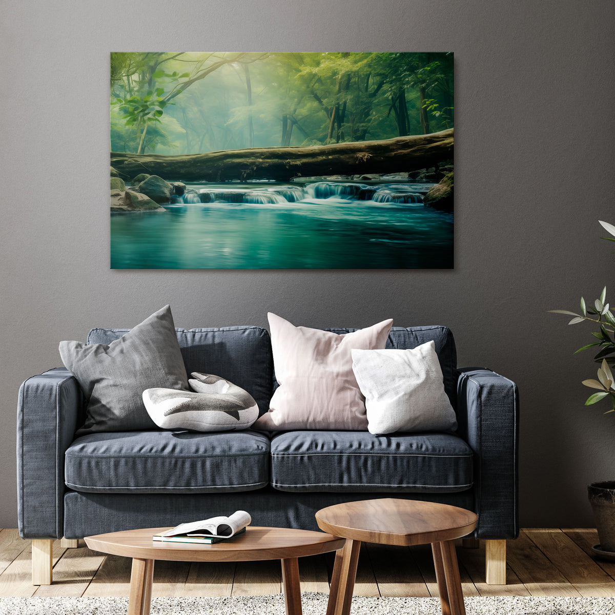 DREAMY WATERFALL GLIMMER Cuadro en lienzo horizontal
