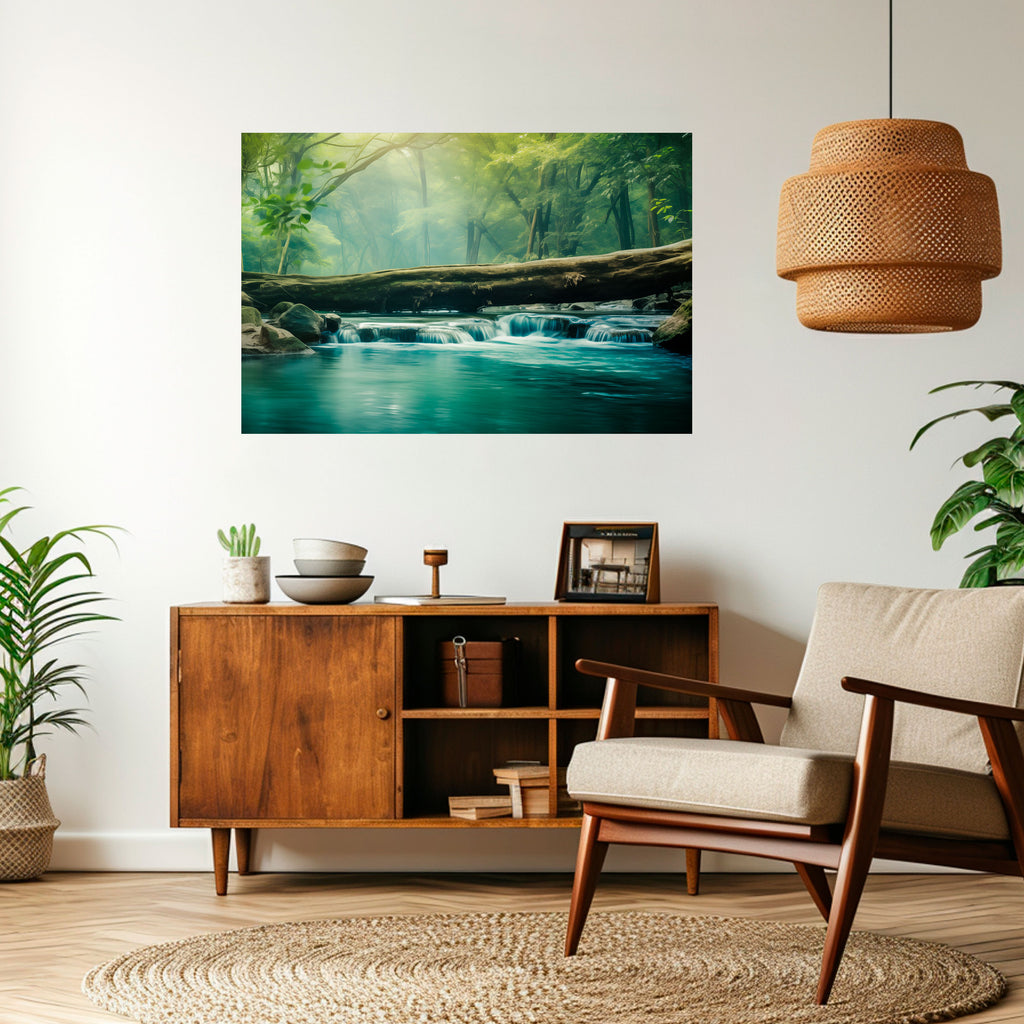 CASCADA DE ENSUEÑO DESTELLO Póster horizontal autoadhesivo