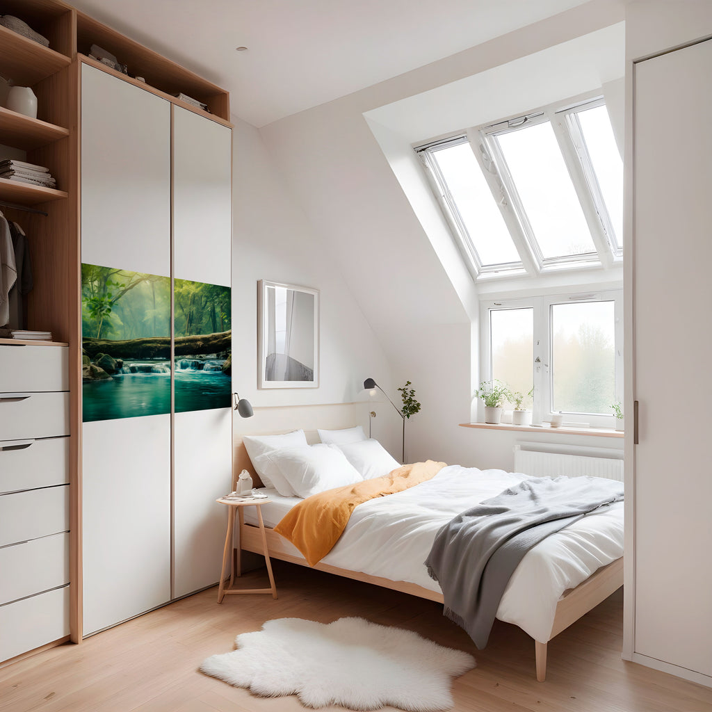 CASCADA DE ENSUEÑO DESTELLO Póster horizontal autoadhesivo