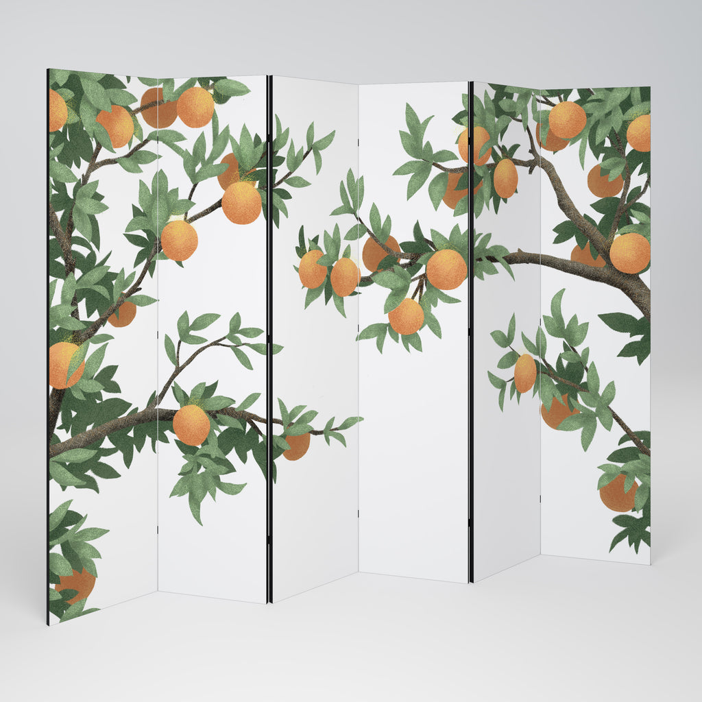Divisor de ambientes decorativo de 6 paneles color naranja magnífico