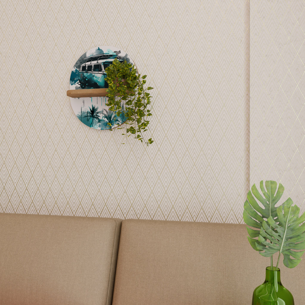 Estantería de arte ovalada CARAVELLE LEGEND con efecto roble