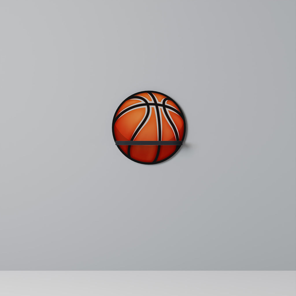 BASKETBALL LUST Round Art Shelf In Black Finish