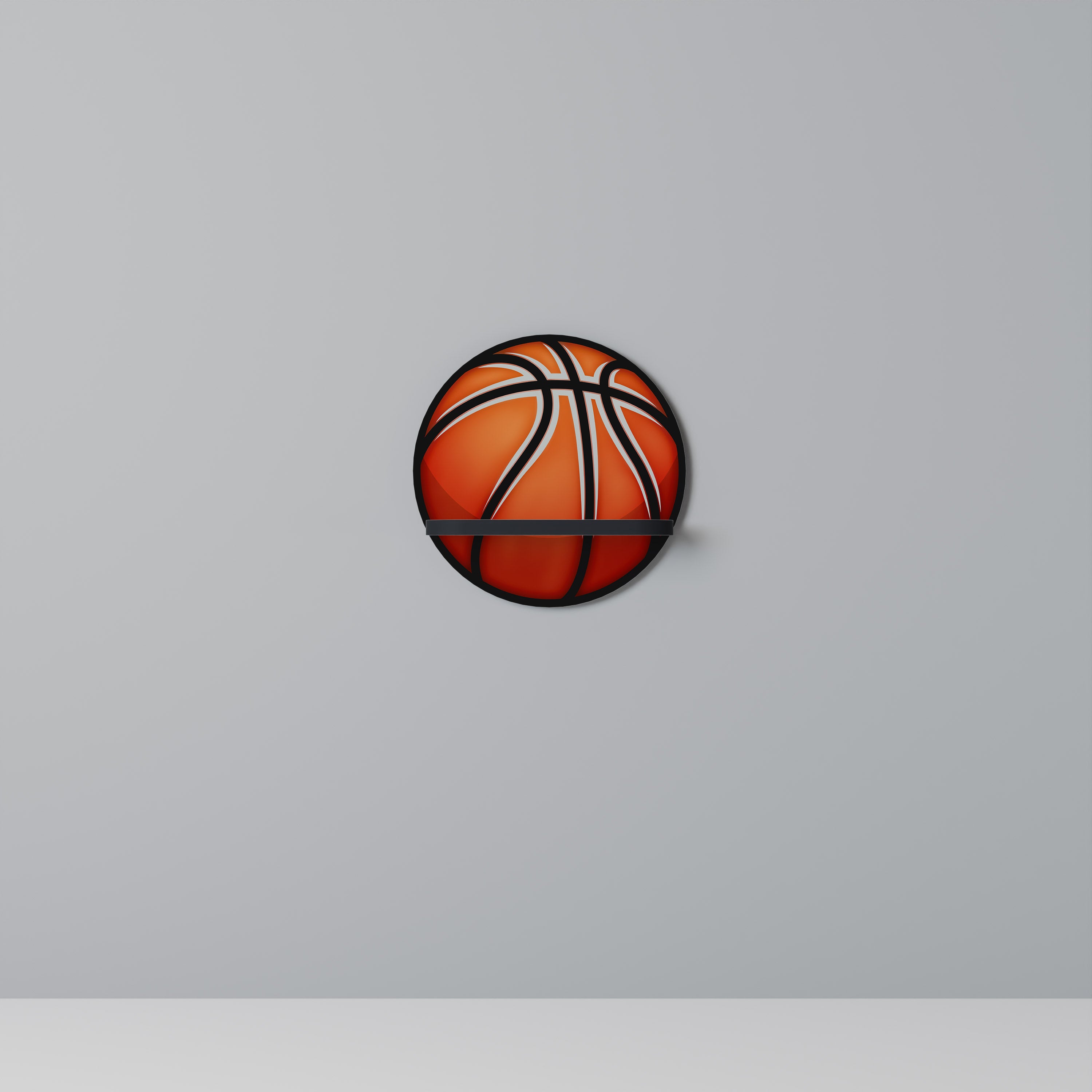 BASKETBALL LUST Round Art Shelf In Black Finish