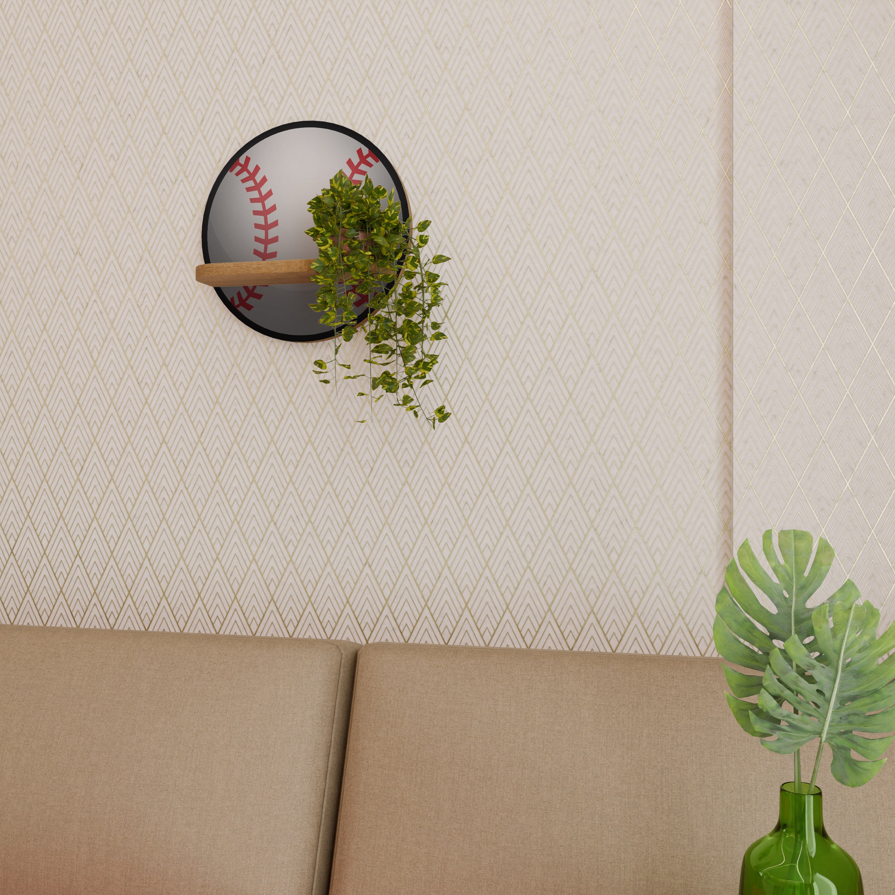 Estantería artística redonda BASEBALL Allure con efecto roble