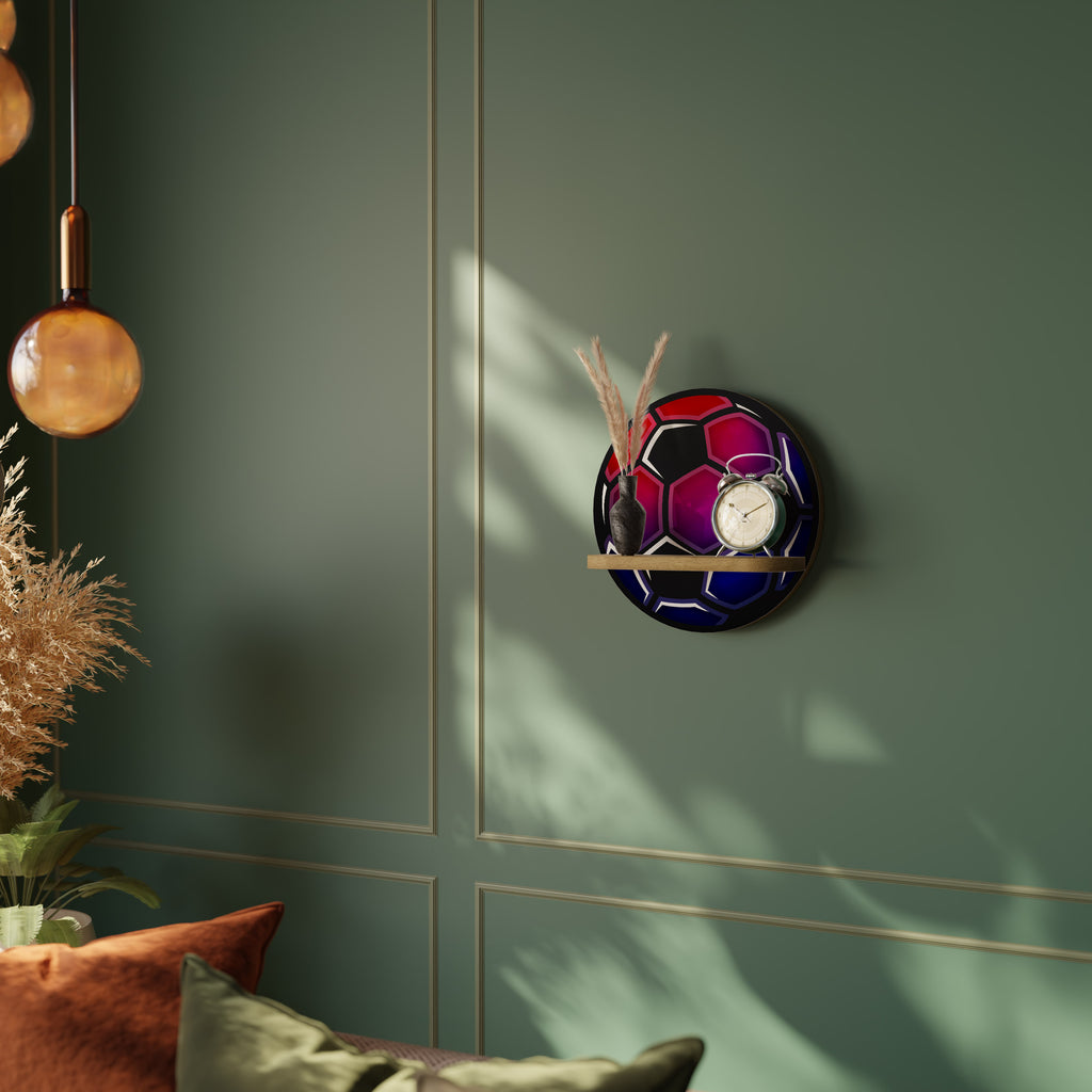 Estantería redonda de arte FOOTBALL DREAM con efecto roble