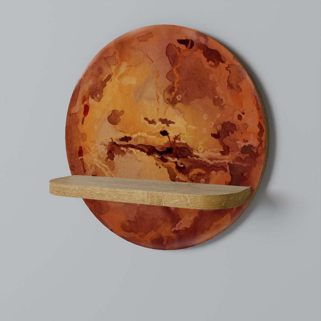 Estantería de arte redonda MARS TREAD con efecto roble
