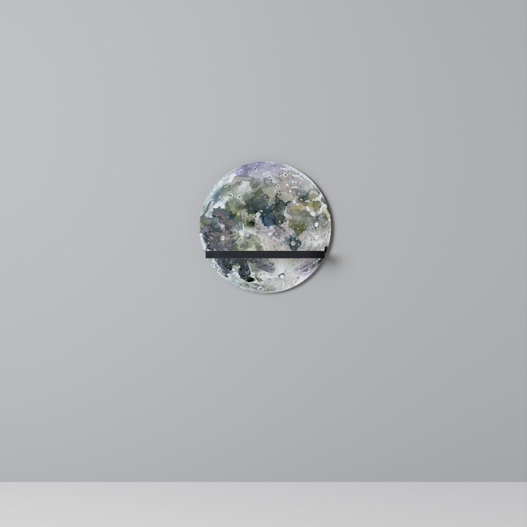 MOON WANDER Round Art Shelf In Black Finish