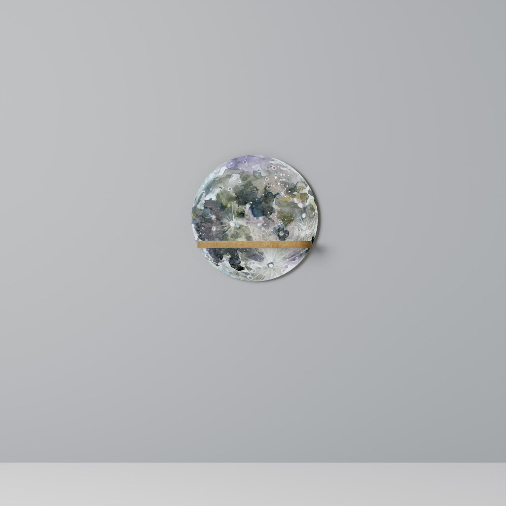 Estantería de arte redonda MOON WANDER con efecto roble