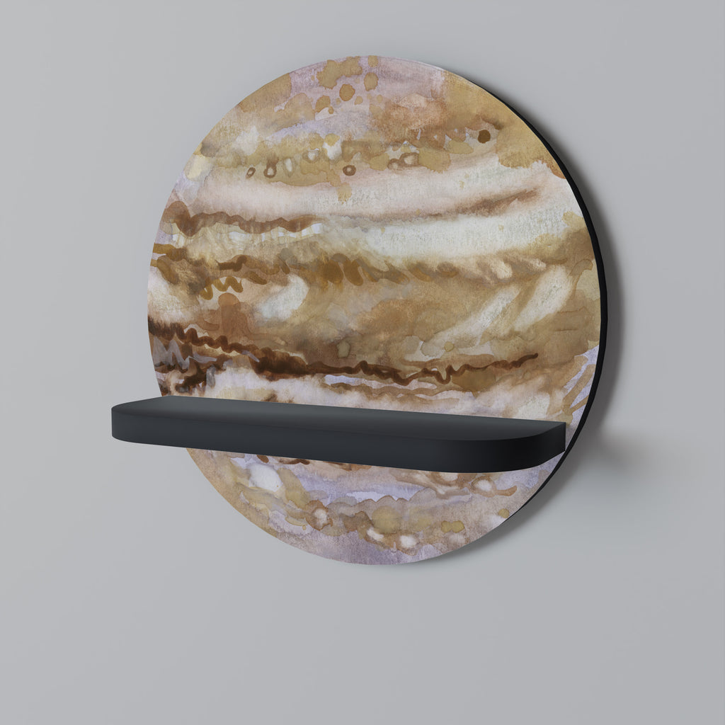 JUPITER WALK Round Art Shelf In Black Finish